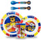 Sorrisini Kindergeschirr set Paw Patrol, Wiederverwendbares Babygeschirr Set, Kinder Essgeschirr, Microwaveable Kinder Geschirr Teller, Müslischale, Frühstücksset, Trinkbecher 260ml, kinderbesteck