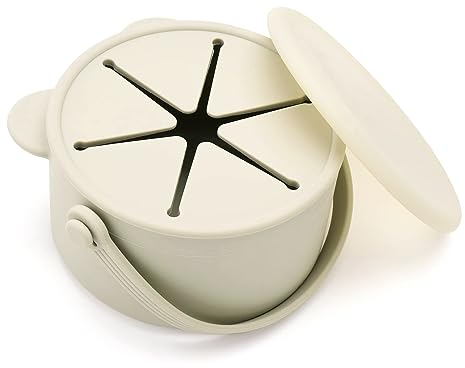 Orzbow Silikon Snackbox Baby,Auslaufsicher Snackbecher Kinder mit Deckel und Handgriff,Staubdicht Snack Becher Baby,BPA-frei, Spülmaschinenfest,Leichtes Tragen und Halten,Grün