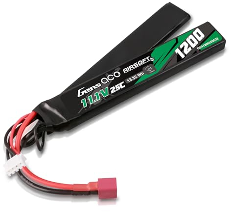 Gens ace 3S 1200mAh 11.1V 25C 3S1P Lipo Airsoft akku mit T Deans Stecker,für AEG mit relativ kleinem Platzangebot(2 Wege Split)