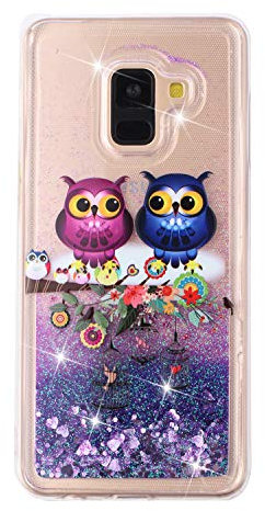 COTDINFOR Compatible with Samsung Galaxy A5 2017 Hülle Flüssigkeit Glitzer Flip Cover Sparkle Floating Bling Stoßfest Schutzhülle Handyhüllen für Galaxy A5 2017 Case Blue-Violet CP Birds XYLS.