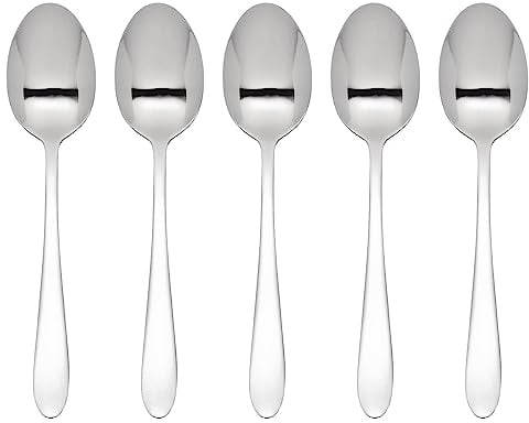 Set of 5 Teaspoons - Stainless Steel, Durable, Rust-Resistant, Mirror Finish, Dishwasher Safe - Perfect for Home, Office, Parties - Stylish Utensils for Tea, Coffee, Desserts (5pk_Tea_Spoons)