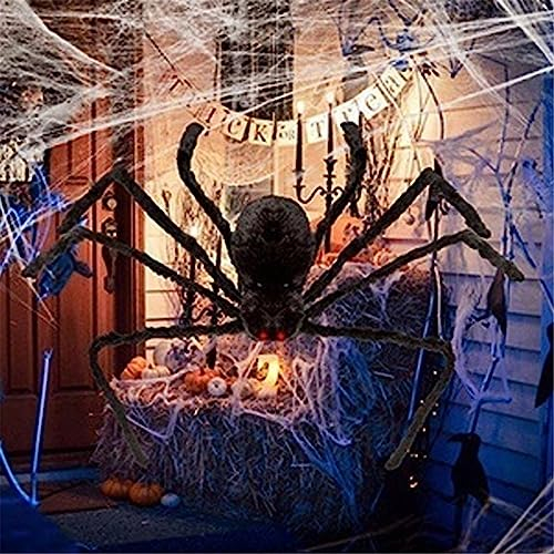 Battnot Halloween Spinnen Dekoration Realistische Spinne, Schwarze GroßE Spinne Gruseliger Spinne Streich Halloween Spinnen Spielzeug Deko für Outdoor Statuen Karneval Narrentag Themenparty (C#90cm)