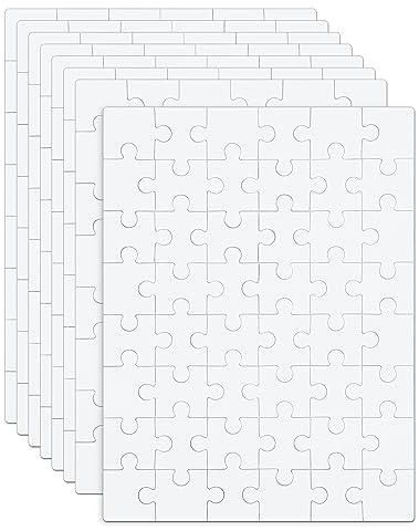 8 Blatt Leere Puzzles für Kinder, 15 x 20 cm Blanko Puzzle 48-Teiliges Bemalbares Puzzle Weiße Puzzles Selbst Gestalten Zum Geburtstag, Aktivität, Party, DIY Bastelarbeiten, Rahmen