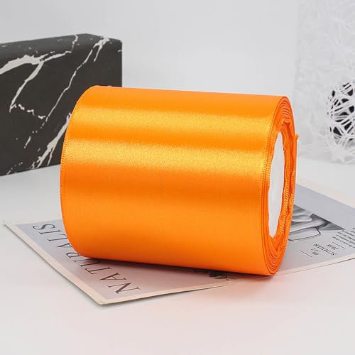 ZYOOO 10cm * 22m Halloween Satinband Orange Breit - Schleifenband Geschenkband Dunkelrot zum Hochzeit Geschenk Dekoration