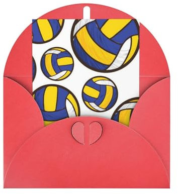 Blaue Volleyball-Druck-Grußkarten Farbige Leere Geburtstagskarten Mit Umschlägen Dankeskarten Weihnachtskarten Für Alle Anlässe