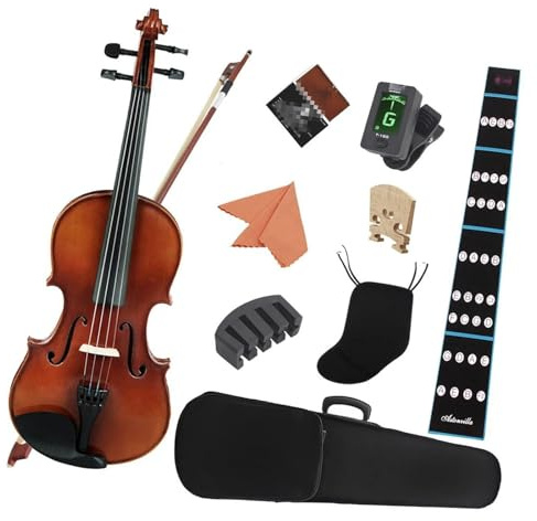 violino per principianti 4/4 1/4 1/8 Violino Acustico In Legno Massello Colore Naturale Tiglio Violino Kit Strumento A Corde Con Custodia E Arco (Color : 1-4 Violin Set)