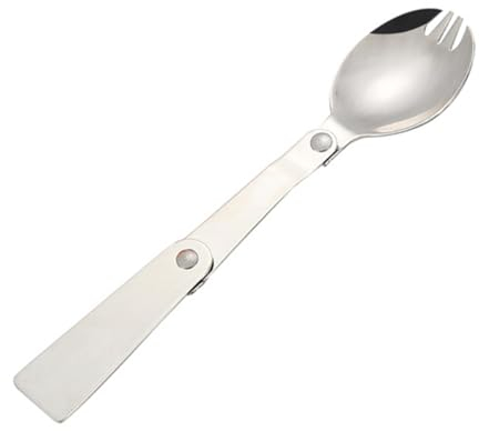 KICHOUSE Juego de Tenedor Y Cuchara Multifunción de Acero Inoxidable Portátil para Acampar al Aire Libre
