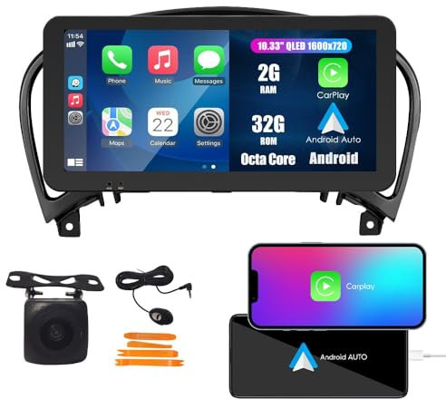 Auto CarPlay Android Auto Navigazione Stereo GPS Radio Display 10.33 QLED Touchscreen unità Principale Tablet Pad Lettore multimediale per Infi-niti Esq 2014 e per Nissan Juke 2004-2016