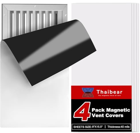 Thaibear Cubiertas de ventilación magnéticas, 20,3 cm x 39,4 cm, paquete de 4 cubiertas de ventilación de CA fuertes para pared del hogar, suelo, rejilla de ventilación de techo, RV, HVAC del hogar y