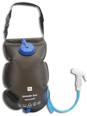 Doccia Solare Campeggio, Borsa da Doccia in TPU per Esterni di Grande capacità di Calibro 5 Litri con Spruzzatore per Uso Alimentare per Acqua Potabile per Campeggio, Viaggi, Escursionismo