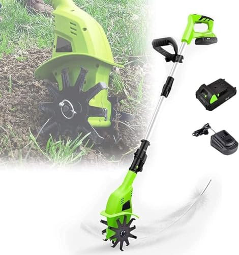 LNNW Tiller Rotavator Coltivatore/motozappa elettrico, alimentato a batteria da 4000 mAh, coltivatore elettrico senza fili con guida da terra, coltivatore for attrezzi da giardino coltivatore di terre