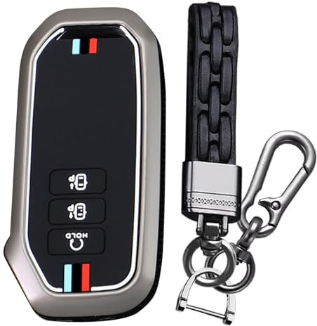 KUNIO Schlüsselhülle Passt für KIA EV6 GT K5 K7 K8 Sportage GT-Line Sorento 4 MQ4 Sedona Carnaval MPV 2020-2023 Metallgehäuse Cover Schlüsseletui Schlüsselanhänger 7 Tasten A Schwarz