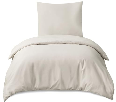 RUIKASI Bettwäsche 155x220 2teilig Beige - Polyester Mikrofaser Bettwäsche-Sets Oeko-TEX, Bettbezüge 155 x 220cm + Kissenbezüge 80x80cm mit Reißverschluss, Weich und Bügelfrei