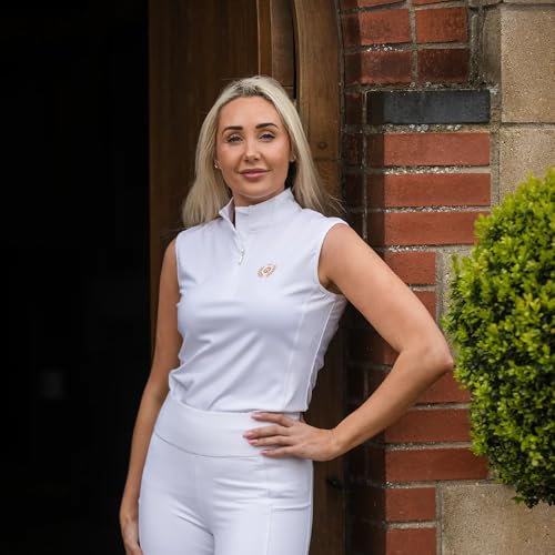 Rhinegold Vogue Sleeveless Ladies Base Layer, Horse Riding Base Layer Top - Medium - White