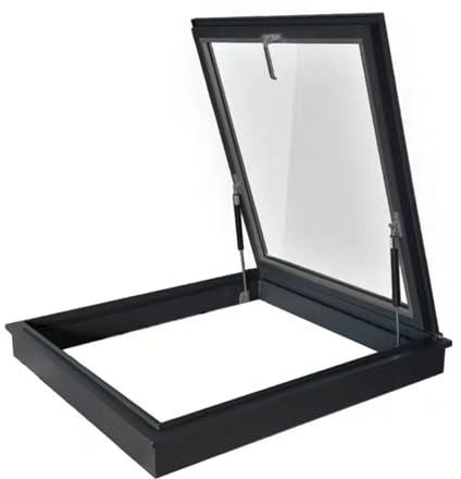 HJLKDYM Ventanas La Casa, Tragaluz Instalación Cubierta Ventilación Manual, Aleación Aluminio + Vidrio Templado. Pozo Iluminación Subterráneo En La Terraza Acristalada del Ático(Black,80x100cm)
