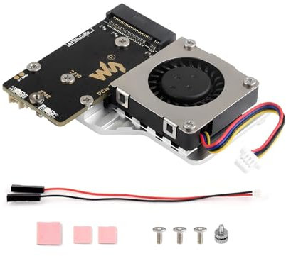PCIe to M.2 Adapter Board (E) with Cooling Fan for Raspberry Pi 5,Compatible with 2242/2230 Size NVMe Protocol M.2 SSD,for Raspberry Pi 5 NVMe HAT