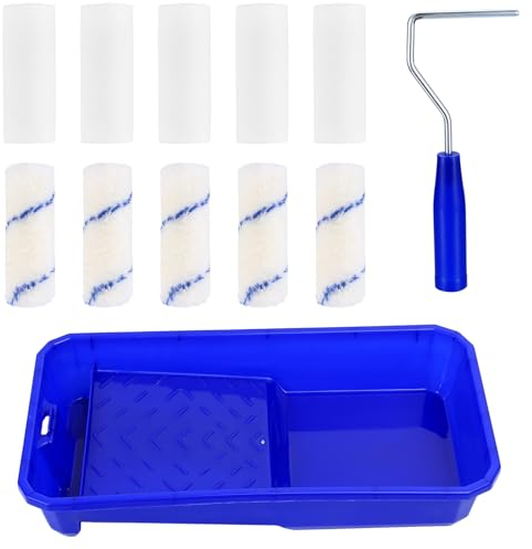 5 Set Rullo per Pittura Piccolo, 10cm Rullo Pittura Antigoccia Kit, Rullino Pittura, Rulli per Pittura per Legno, Rulli in Schiuma, Rullo Piccolo per Pittura Muro Interni Idropitture, con Manico