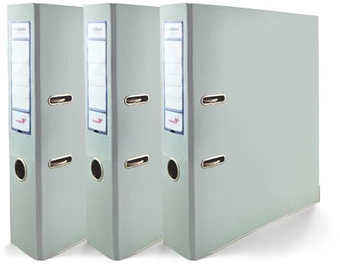 Netuno 3x Ordner A4 breit Pastellblau 7,5cm glänzend Kunststoff | Aktenordner Ringordner 2-Ring-Mechanik für A4-Dokumente Büro Studium Homeoffice Ordnungssystem Aktenaufbewahrung Registratur