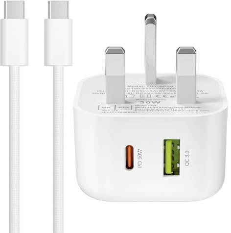 iPhone 16/15 Charger - 30W Dual Port USB C, 2M Cable, PD3.0+QC3.0, MFi Certified, Compatible with iPhone 15/15 Plus/15 Pro/15 Pro Max/16/16 Pro/16 Pro Max/iPad Pro/10