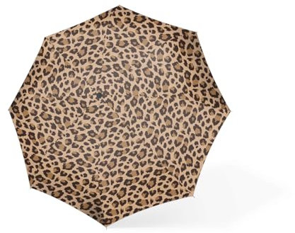 reisenthel umbrella pocket duomatic leo macchiato – Kompakter Taschenschirm aus recycelten PET-Flaschen – Mit großer Drucktaste und ergonomisches Griffdesign