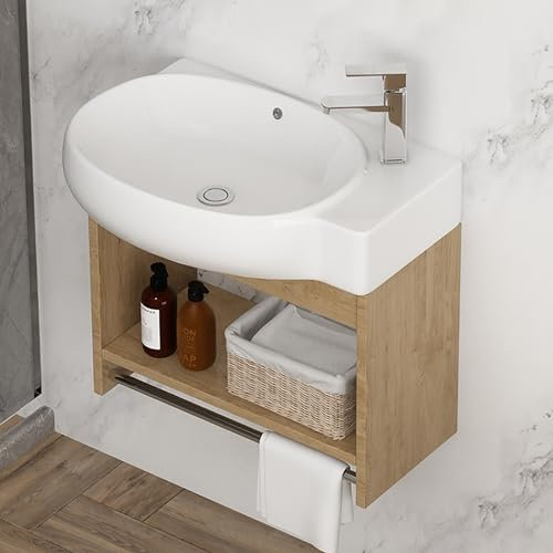 Lave Main Wc Avec Meuble,Angle Lave Main,Lavabo Mural En Céramique Blanche,Lavabo Petit,Avec Porte-Serviettes,Fixation Murale Ovale En Demi-Cercle,Meuble Lave Main Wc Avec Vasque Angle(17/43cm)