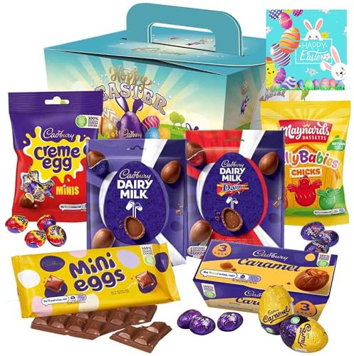 Hoppy Easter Egg Hunt Box Dairy Milk Chocolate Hamper Selection Box Bulk Chocolate Gifts for Women Mens Gift Set or Birthday Kids Sweets Gift Box Creme Eggs Great Bunny Sweet Gifts Treats for Family