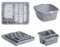 Homey Mart 4-Piece Kitchen Sink Set, Large Dish Drainer, 39cm Washing Bowl, Cutlery Tray and Sink Tidy, Grey/Silver
