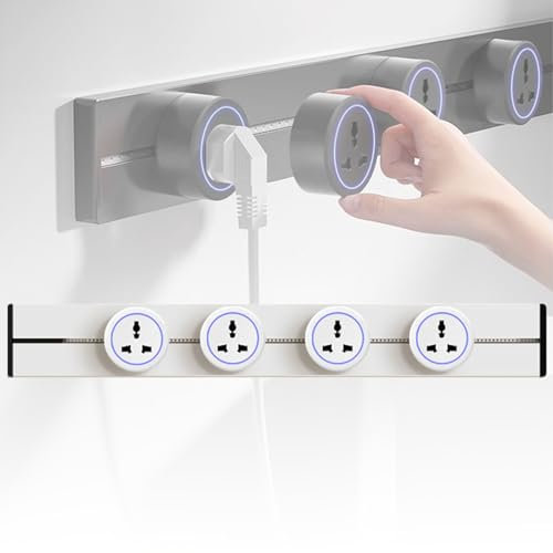 Genérico Regleta De Enchufes, Regleta De Enchufes De Pared 8000W, Riel De Enchufes con 2-5 Enchufes Universales, Extensión Multienchufe, para Cocina, Sala De Estar(White,75cm)