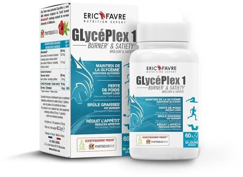 GLYCEPLEX-1 BURNER & SATIETY - Brûleur de Graisses & Coupe-Faim - Perte de Poids, Contrôle Glycémie & Fringales - Actif Breveté Metabolaid® - Biodisponibilité Elevée - 60 Gélules - Eric Favre