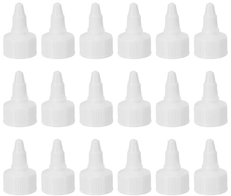 PATIKIL 24/410 Twist Bottle Caps, 18 Pcs Plastic Ribbed Edge Squeeze Bottle Replacement Caps with Foam Gasket for Paint Lids Glue Dispensing, White