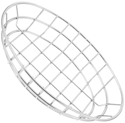 Zerodeko Wire Food Container für Sandwiches Ovaler Servierkorb aus Metall Dekorativer Obstkorb für Küchenanrichte Silbernes Snack Geschirr