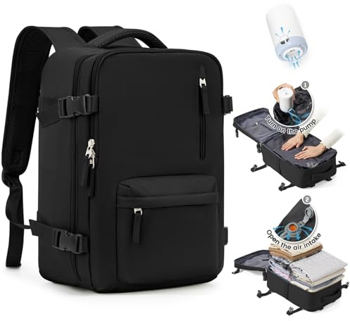 SZLX Ryanair Vacuum Travel Backpack with Vacuum Pump, Airbag Backpack with Vacuum System for Travel, Travel Ruscksack Cabin Size Carry-on Luggage Women Waterproof Men's Vacuum Suitcase