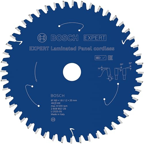 Bosch 1x Expert Laminated Panel Cordless Circ Saw | for Plastic coated boards, Ø 160 mm, Professional Accessory Hand-Held Cordless Circular Saws