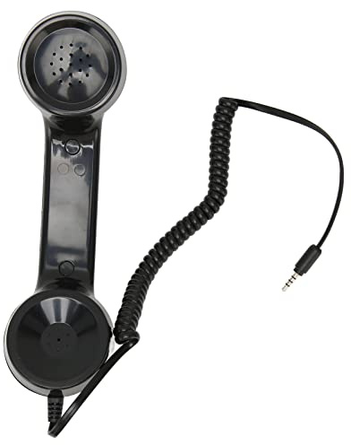Retro Telephone Receiver with 3.5mm Jack for Smartphones | Mobile Phone Handset, Smartphone and Computer Compatibility, Black Finish, 3.5mm Audio Connection, Parent Use