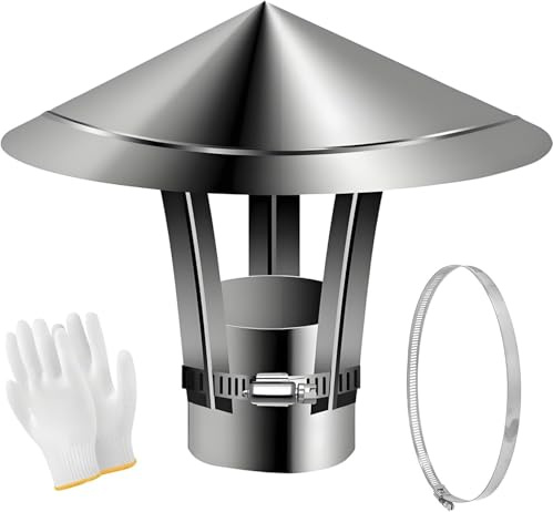 SYFNLPH Chapeau de cheminée de Pluie, Capot de Toit en Acier Inoxydable, Ensemble de couvercles de Tuyau de poêle for Conduit de cheminée extérieur, évent de fournaise, réglable(60mm/2.3in)