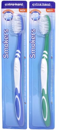 2 x Wisdom Smokers Extra Hard Brush Toothbrush (Previously Addis) Wisdom Smokers Extra Hard Toothbrush, Multicolour, Cleans and Whitens