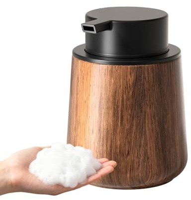 LuminaVerde dispensador de jabón, dispensador de jabón de Espuma para baño y Cocina, dispensador Moderno Recargable Color Nogal para Fregadero
