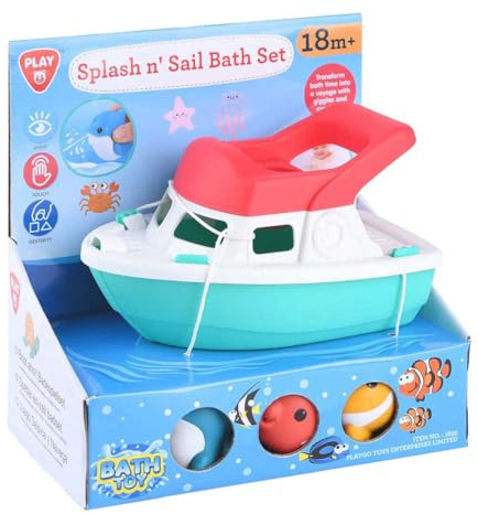 PlayGo Badespielzeug Boot mit Spritzfiguren für sensorisches Spielen