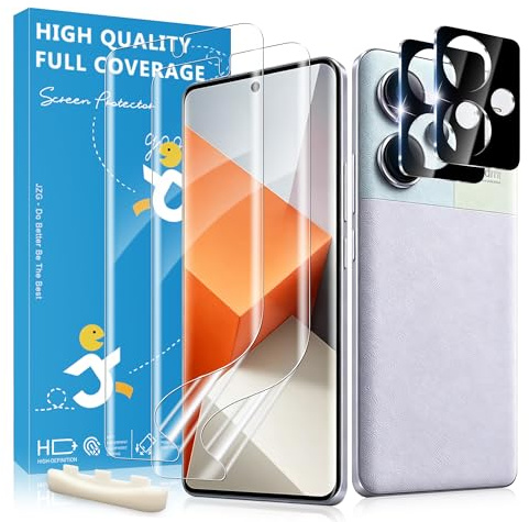 WILLONE 2 Pièce Protection Écran pour Xiaomi Redmi Note 13 Pro Plus / 13 Pro+ 5G [Non-Verre], 2 Pièce Verre Trempé d'objectif, Compatible Avec d'empreintes, Facile à Installer, Sans Bulles, Ultra-HD