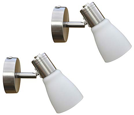 Dapo 2 x Deckenstrahler Wand-Decken-Spot LENA-EIKO, 1-flammig, Nickel Opalglas, Fassung E14 max.7 Watt