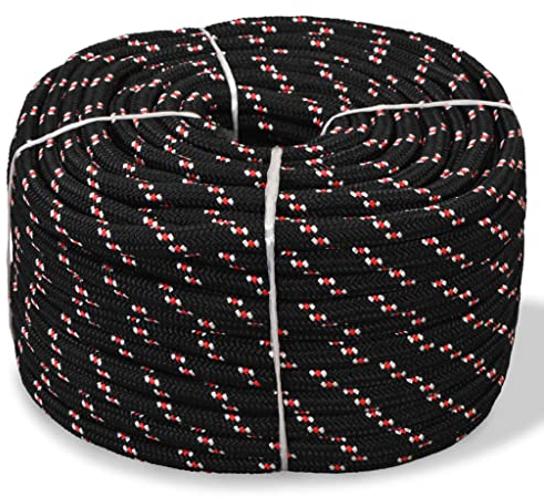 vidaXL Corde de Bateau Polypropylène 14 mm 50 m Noir Gréement Corde de Levage