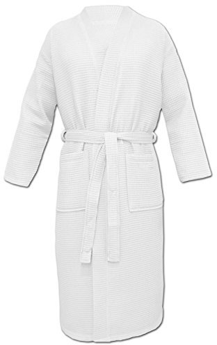 HOMELEVEL Peignoir de Bain Femme Homme - Robe de Chambre Kimono Taille S à 6XL en 100% Coton Doux et Absorbant - Sortie de Bain Texture Gaufrée Nid dAbeille pour Douche Piscine
