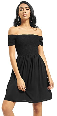 Urban Classics Ladies Smoked Off Shoulde Mujer Vestido Corto Negro S 100% Viscosa