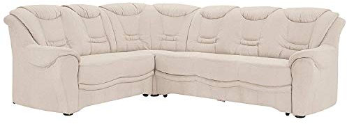 Cavadore Ecksofa Bansa mit Federkern / Polstercouch im klassischen Design / 265 x 94 x 215 / Mikrofaser Creme