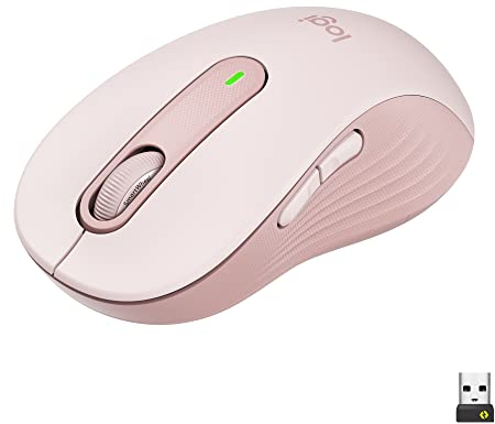 Logitech Signature M650 L Kabellose Maus - für große Hände, Leise Klicks, Anpassbare Seitentasten, Bluetooth, Kompatibilität mit mehreren Geräten - Rosa