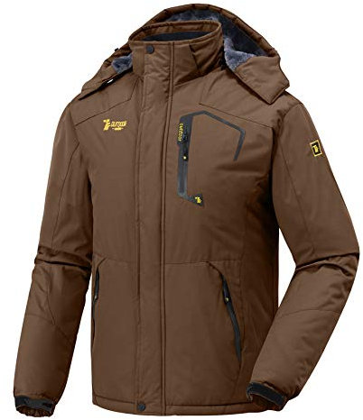 donhobo Herren wasserdichte Wanderjacke Regenjacken Outdoor Funktionsjacke mit Kapuze Windbreaker Full Zip Winddicht Mantel Jacke für Camping Ski Sports Freizeitjacke Braun XL