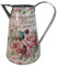 Large Jug Artificial Flower Vase Bluebird Pink Rose Butterfly Design Metal Decal Style 22cm