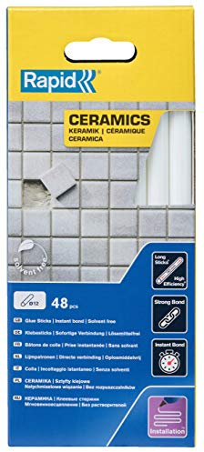Rapid Heißklebesticks für Keramik, 48 Klebesticks 190mm Länge, Spezialkleber, Heißkleber für Heißklebepistole 11mm, 12mm
