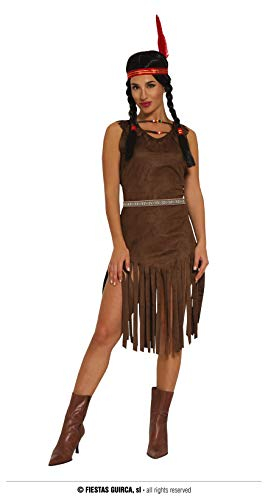 FIESTAS GUIRCA Traumfänger Indianer Kostüm Damen mit Indianer Kopfschmuck - Größe M 38–40 - Wilder Westen Uhreinwohner Kostüm Fastnacht - Indianerin Kostüm Karneval, Faschingskostüme Damen Indianerin