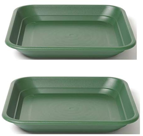 BricoLoco Lote 2 uds. Bandeja Maceta Cuadrada Canal Goteo 30 cm. Verde Stewart Tray. Bandeja Plástico Cuadrada Resistente reciclable y Duradero| Plato Maceta Grande Interior y Exterior